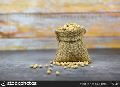 Soybean agricultural products on the sack / dry soy beans