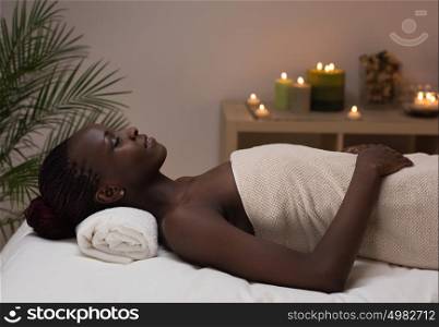 Spa African Woman in Beauty Salon