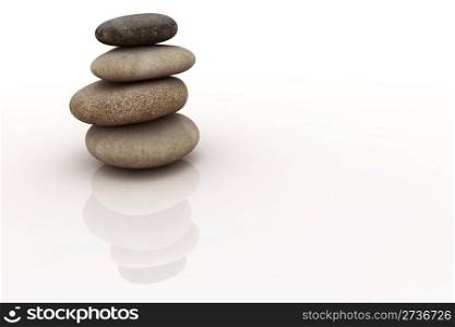 Spa concept - stack of pebbles isolated on the white background