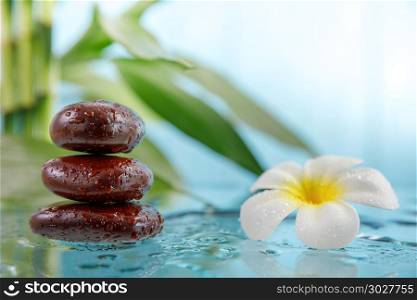 spa concept with candle, stone, flower and bamboo, relaxation