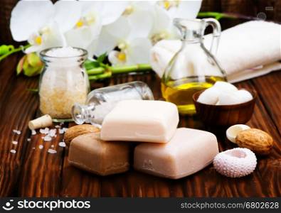 spa objects on the wooden background, SPA