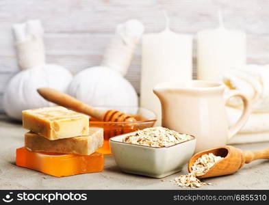 spa produkts on a table, stock photo