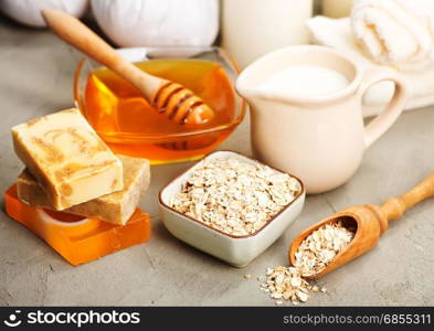 spa produkts on a table, stock photo