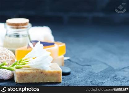 spa produkts on a table, stock photo