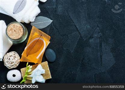 spa produkts on a table, stock photo