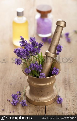 spa set with fresh lavender