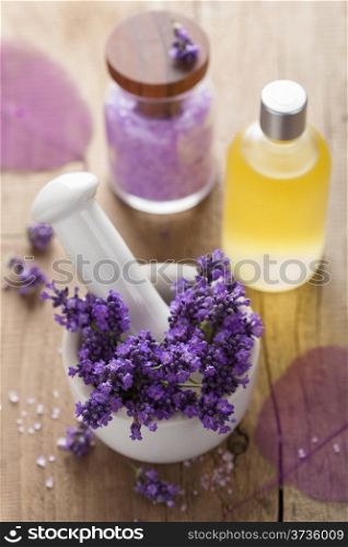 spa set with fresh lavender