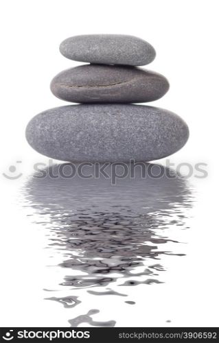Spa stones with reflection isolated on white