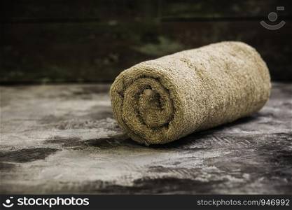 SPA towel on rustic background