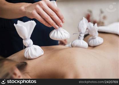 spa treatment with bags