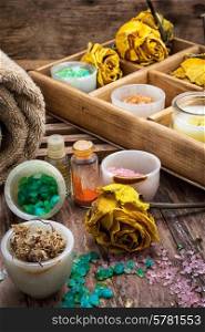 Spa treatments on the background of yellow rose buds
