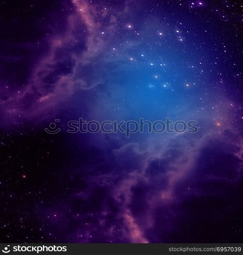 Space background with purple clouds. Purple space clouds and stars abstract background.