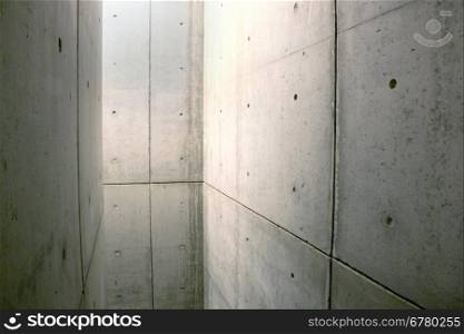 space enclosed by walls made of concrete