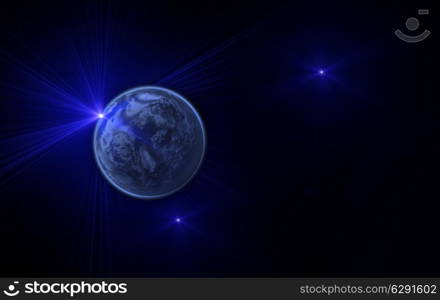 space landscape with the planet and stars