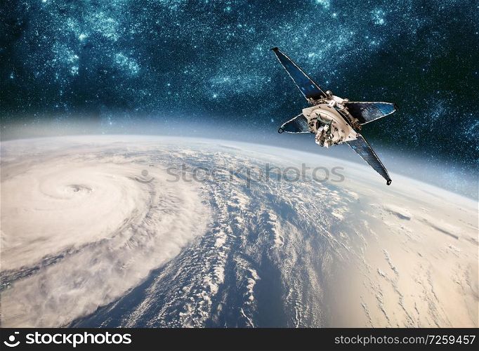 Space satellite monitoring from earth orbit weather from space, hurricane, Typhoon on planet earth. Elements of this image furnished by NASA.