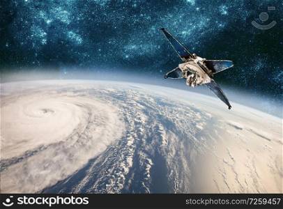Space satellite monitoring from earth orbit weather from space, hurricane, Typhoon on planet earth. Elements of this image furnished by NASA.