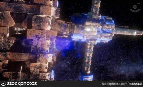 Space Ship and Milky Way Stars