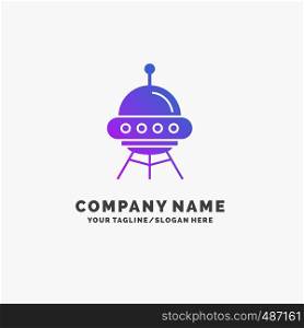 space ship, space, ship, rocket, alien Purple Business Logo Template. Place for Tagline.. Vector EPS10 Abstract Template background
