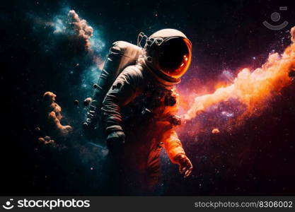 Space suits isolated on space background.  Ai generated.