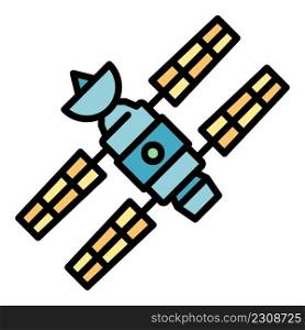Spacecraft icon. Outline spacecraft vector icon color flat isolated. Spacecraft icon color outline vector