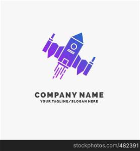 spacecraft, spaceship, ship, space, alien Purple Business Logo Template. Place for Tagline.. Vector EPS10 Abstract Template background
