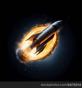 Spaceship Rocket Sinking Into a Black Hole. Generative ai. High quality illustration. Spaceship Rocket Sinking Into a Black Hole. Generative ai