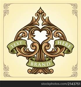 Spade Card Ornament Frame Banner Vector illustrations for your work Logo, mascot merchandise t-shirt, stickers and Label designs, poster, greeting cards advertising business company or brands.