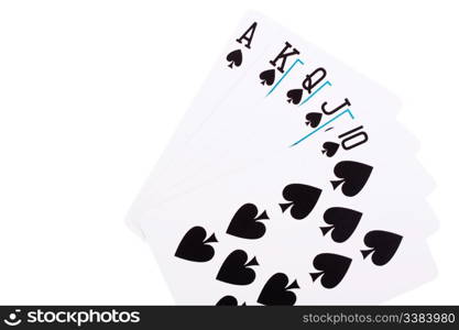 Spade Royal Flush on white background