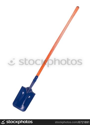 spade with wooden handle isolated on white background