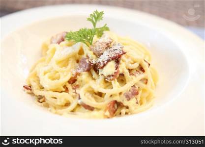 Spaghetti Carbonara with bacon and cheese