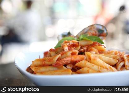 Spaghetti Penne with seafood