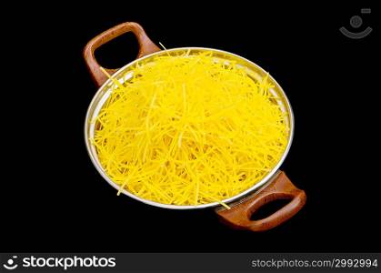 Spaghetti pot isolated on the black background