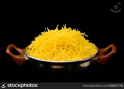 Spaghetti pot isolated on the black background