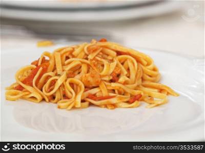 Spaghetti with fish