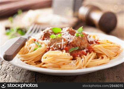 spaghetti with meatballs in tomato sauce