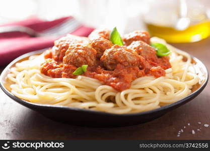 spaghetti with meatballs in tomato sauce