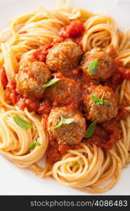 spaghetti with meatballs in tomato sauce