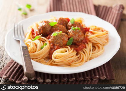 spaghetti with meatballs in tomato sauce