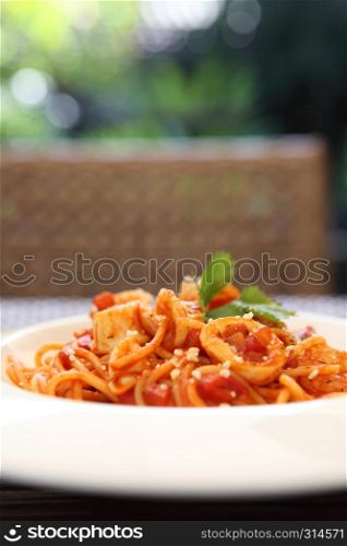 spaghetti with seafood