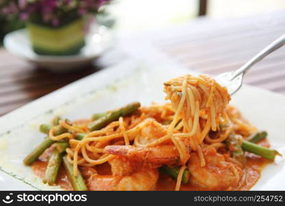 spaghetti with shrimp