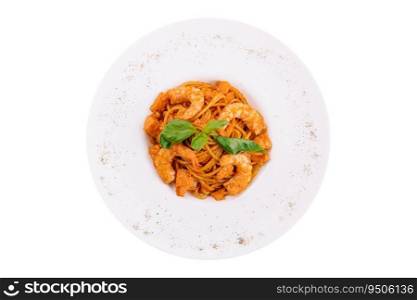 Spaghetti with shrimps and tomato sauce