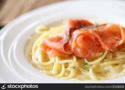 spaghetti with smoked salmon