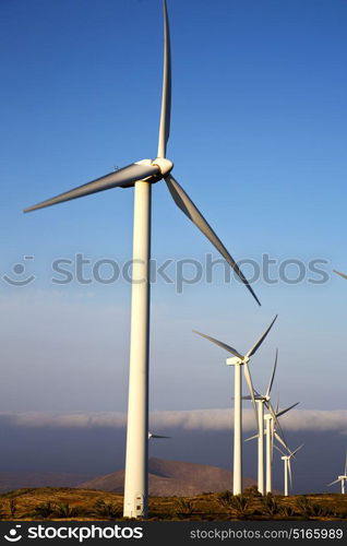 spain africa wind turbines and the sky in isle of lanzarote