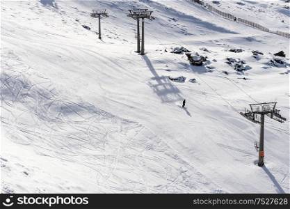 Spain, Andalusia, Granada. Ski resort of Sierra Nevada in winter, full of snow. Travel and sports concepts.. Ski resort of Sierra Nevada in winter, full of snow.