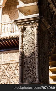 Spain, Andalusia Region. Detail of Alcazar Royal Palace in Seville.