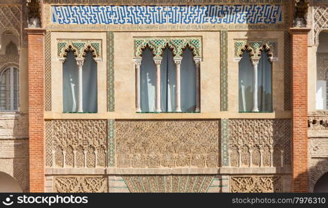 Spain, Andalusia Region. Detail of Alcazar Royal Palace in Seville.