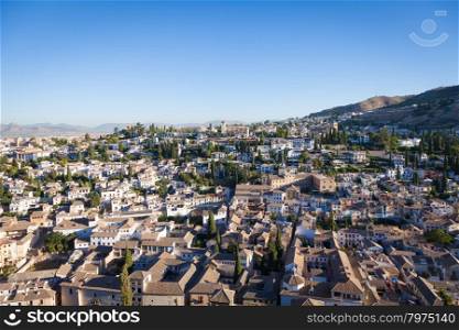 Spain, Andalusia Region, Granada town panorama from Alhambra viewpoint