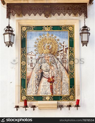Spain, Andalusia region. Traditional Catholic Altar in public street for prayer, beginning XX century