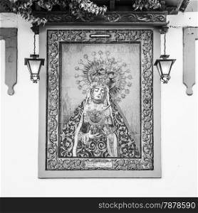 Spain, Andalusia region. Traditional Catholic Altar in public street for prayer, beginning XX century