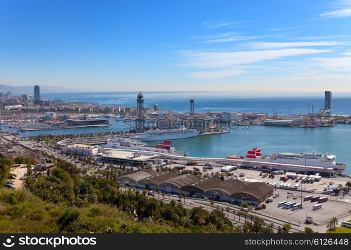 Spain. Barcelona. The top view on seaport.